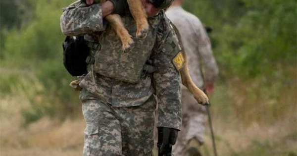 Στρατιώτης παίρνει στον ώμο τον πληγωμένο σκύλο του και η φωτογραφία κάνει τον γύρο του κόσμου