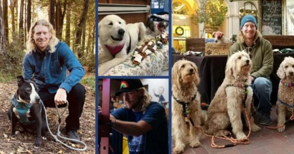 Ορειβάτης φτιάχνει λουριά που δίνει σε σκύλους καταφυγίου και χρησιμοποιεί το σχονί ορειβασίας